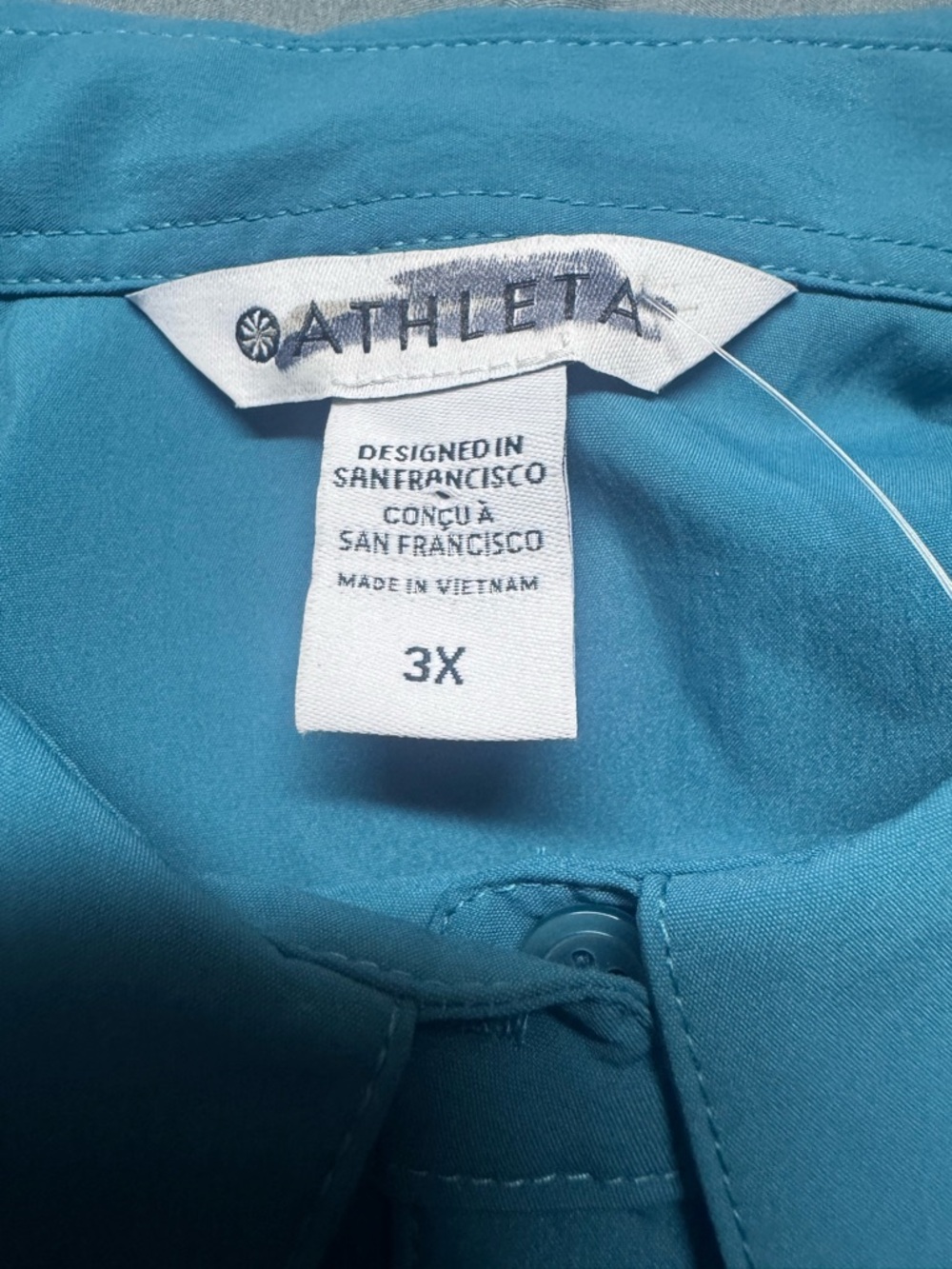 NWT Athleta Levitate Poplin Tank Blue 3X Oversized Button Front Cinch Waist Top - Picture 4 of 8